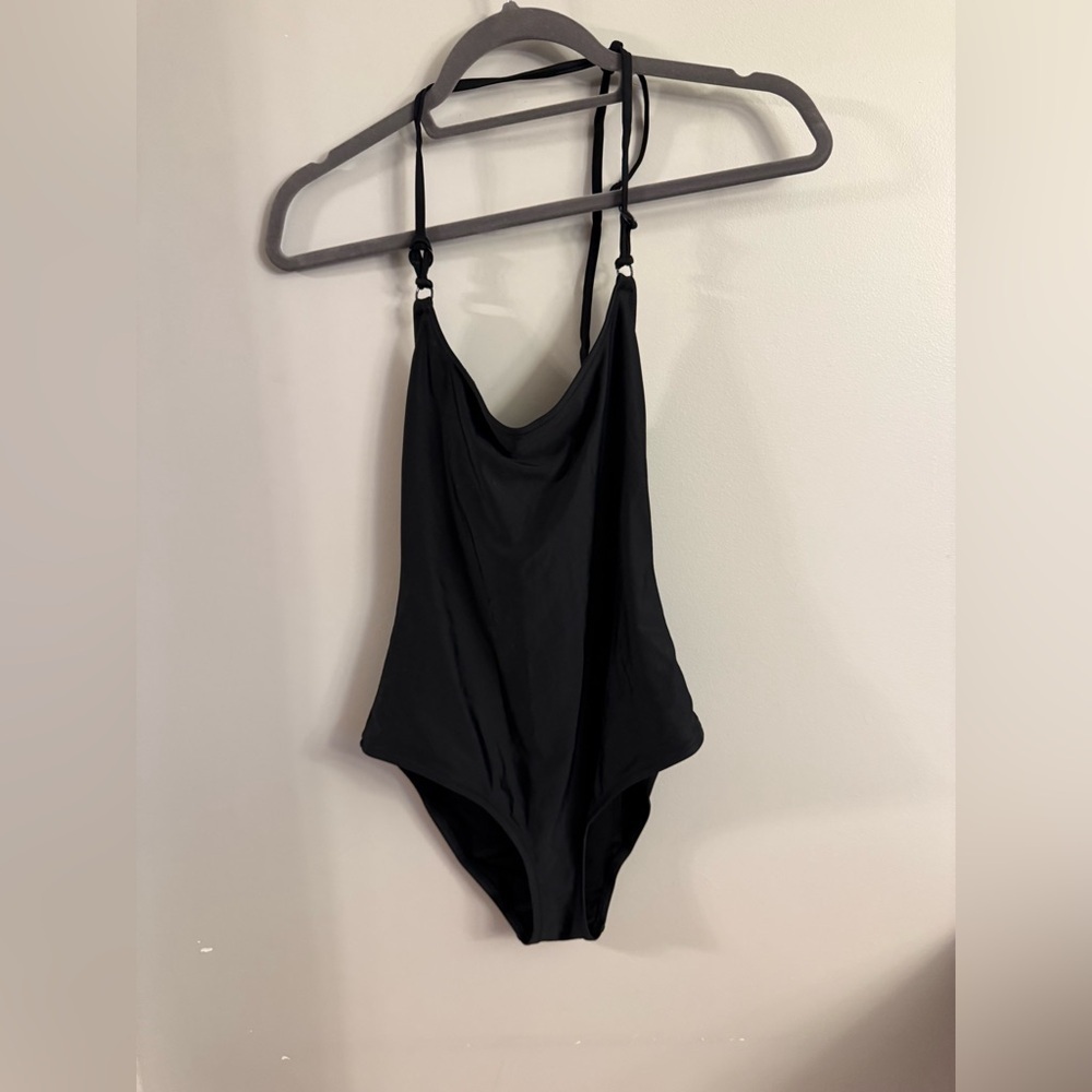 Aerie Black One-Piece Swimsuit Full Coverage Adjustable Straps